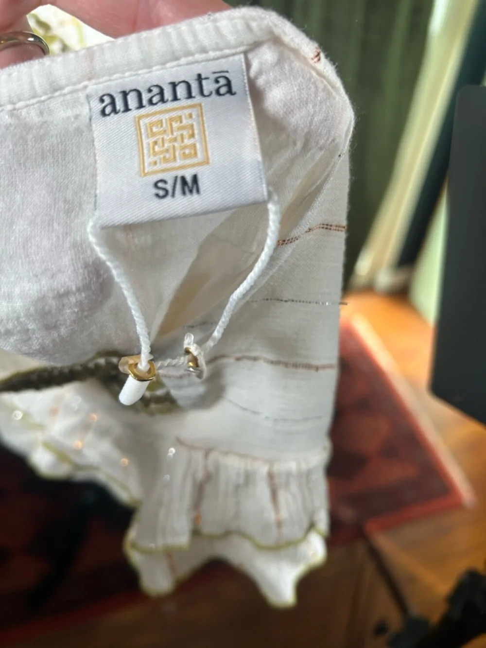 Ananta Boutique Gold-Embellished Boho Babydoll Mini Dress - Picture 5 of 5